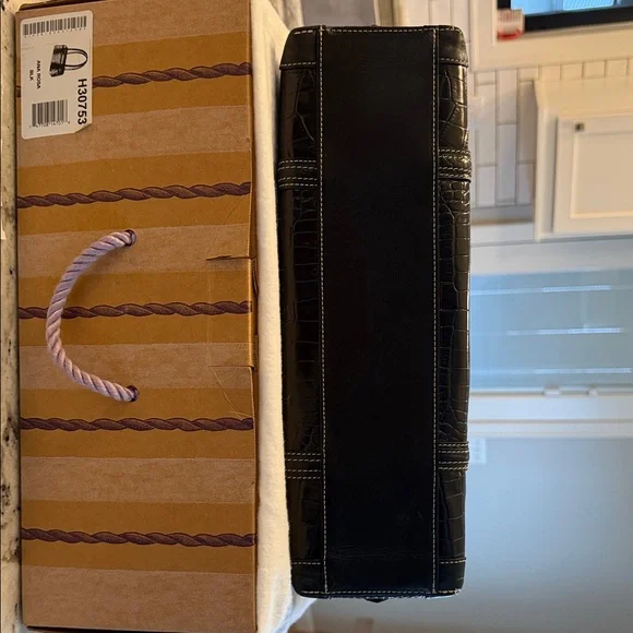 Authentic Brighton Ana Rosa Black Crocodile-Embossed Shoulder Bag - Picture 7 of 16